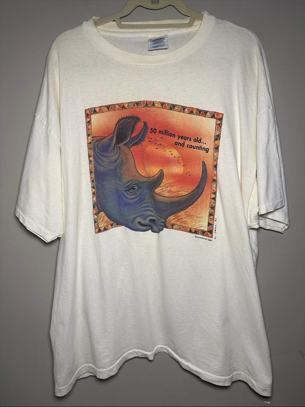 Vintage Hanes 50 million years old.. and counting Rhino nature t-shirt